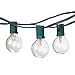 Bella Inizio G40 Clear Globe String Light Bulbs with 25 Clear Bulbs Best Outdoor Bistro Lights, Garden Party, Backyard Patio Lighting. (Green)