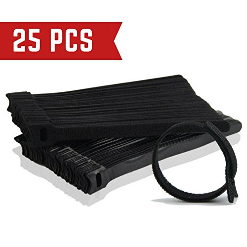 25PCS Reusable Cable Zip Ties - Electronics Wire Organizer Cord - Hook and Loop Fastener 8" x 0.5"