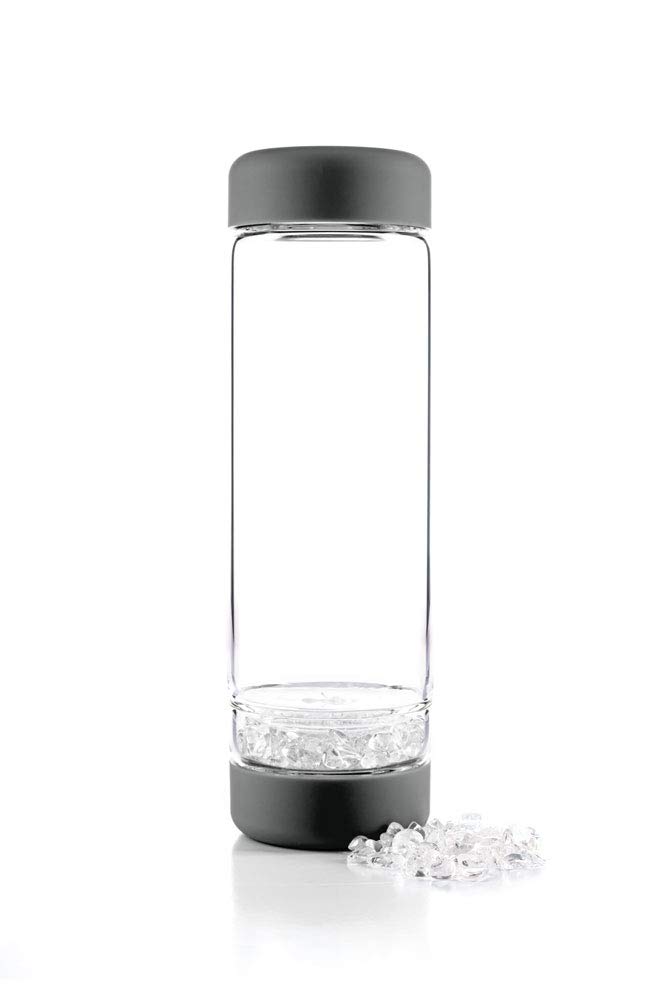 VitaJuwel inu! CRYSTAL lava grey | The Original DIY Crystal Water Bottle with Clear Quartz