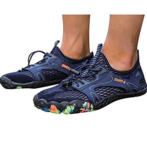 TnaIolral Couple Water Shoes Outdoor Mesh Sport Hollow Breathable Mountaineering Sneakers (US:8, Blue) - Thumbnail 5