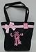 Lil Princess Girl's Quilted Dance Ballet Slippers Tote Bag with Pink Polka Dot Bow, Black