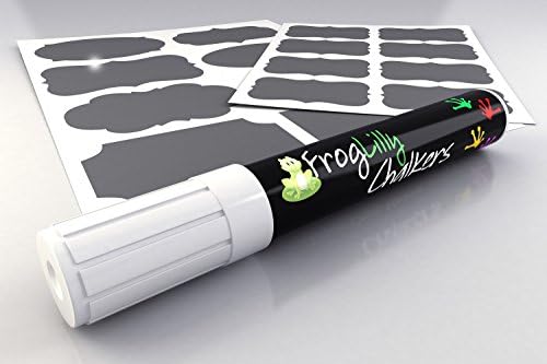FrogLilly Premium White Liquid Chalk Marker w/ 64 Reusable Chalkboard Labels - Reversible Tip (6mm) &amp; Bonus Creative Idea Ebook