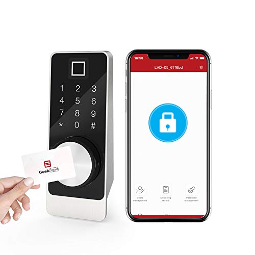 Geek Smart Door Lock, Security Keyless Entry Door Lock Deadbolt, Fingerprint Scanner Passcode RFID Card Keypad Remote…