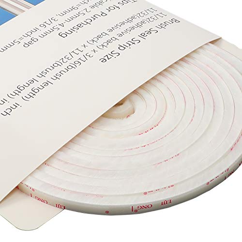 TORRAMI Fuzzy Brush Seal Weatherstripping for Window and Door 11/32 inch x 11/32 inch x 16 ft, Self-Adhesive Felt Insulation Sealing Strip Wind Dust Draft Insect Proof, White