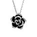 Scheppend Gold Plated Rose Flower Black Paint Rhinestone Crystal Pendant Necklace Thanksgiving Day Gift(Platinum)