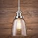 Linea di Liara Fiorentino Large Glass Pendant Light Fixture Modern Farmhouse Bell Shaped Kitchen Pendant Lighting Over Island Polished Chrome Pendant Light Shade Over Sink Lighting Fixtures, UL Listed
