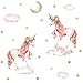 Pink Unicorn Wall Decal, Horse Unicorn Sticker with Clouds Moon Star Decal，Fairytale Wall Decals for Girls Bedroom Home Decor