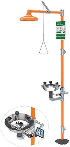 WaterSaver Faucet - LWF909 - Shower with Eye Wash, Floor Mount, Stainless Steel, Unassembled
