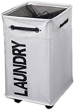 comfortez 24" Pro+ Wheeled Laundry Hamper with Breathable Cover Heavy Duty Laundry Sorter Dirty Clothes Organizer Waterproof Foldable Laundry Basket Laundry Hamper with Wheels (Beige)