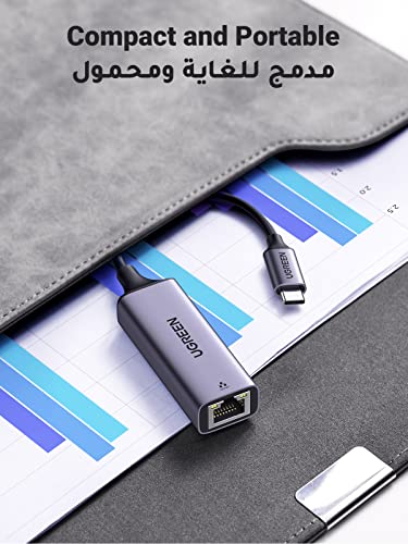 UGREEN USB C to Ethernet Adapter, 1000Mbps Gigabit Type C to RJ45 Network Thunderbolt 3 LAN Adaptor, Compatible with MacBook, iPhone17 Series, Surface Pro, iPad Pro, Switch, PS5,XPS, Galaxy Tabs, Grey