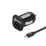 AXGIO Roadbooster QC Compact Quick Charge 3.0 Vehicle Car Charger for Apple and Android Phones with Micro-USB Cable