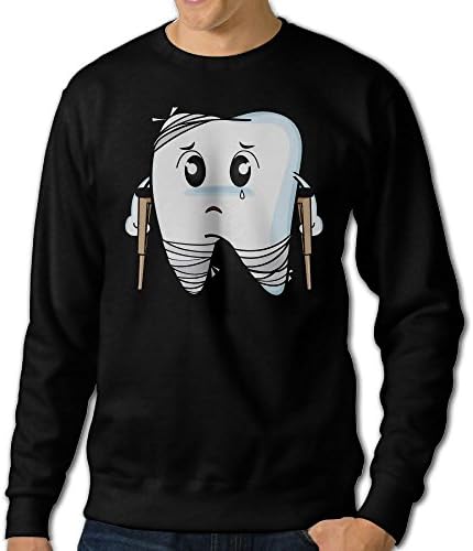 Nganche Cute Cartoon Decay Tooth Men's Fashion And Leisure Style Creative Comfort Round Neck Long Sleeves Sweatershirt XXL Black