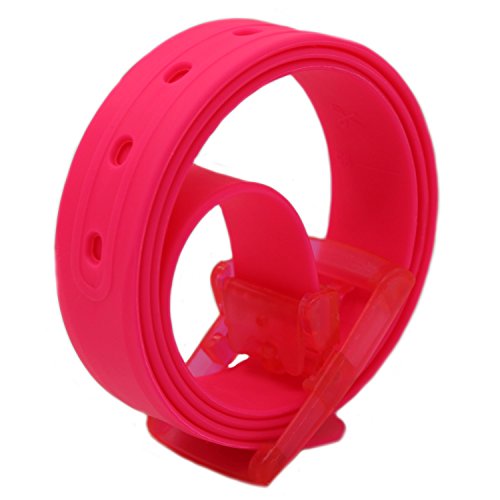 115x3.5cm Unisex Women Men Adjustable Rubber Silicone Belt with Plastic Buckle (Rose)