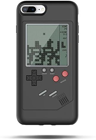 Tetris Phone Case for iPhone 7Pus/8Plus, SIKSIN Game Phone Case iPhone Gameboy Gaming Tpu Cover Bumper Cushion Anti-scratch Cell Phone with Game Display Back 2-IN-1 Black