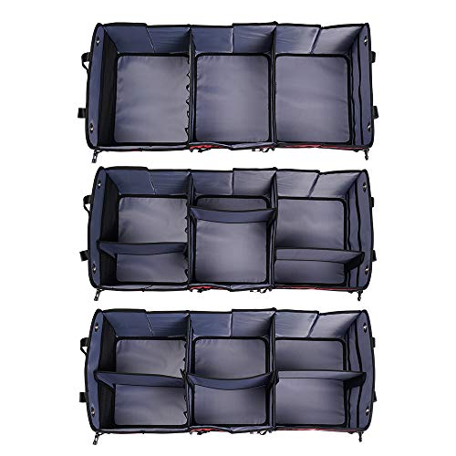 CUTEQUEEN Trunk Organizer Back Seat Protector Storage Organizer Multi Compartments Collapsible Portable for SUV Car Truck Auto Red and Black(Pack of 1) (Trunk Organizer, Grey) - Thumbnail 5