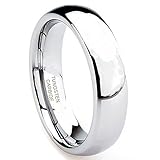 6mm Tungsten Rings Carbide Men's Wedding Band Ring in Comfort Fit and Shinny Plain Dome Polished Finish Fit Size 5-16
