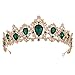 SNOWH Wedding Crowns for Bride - Gorgeous Birthday Crown Rhinestone Princess Tiara Headband Bridal Hair Jewelry for Wedding Birthday Halloween Prom Emerald