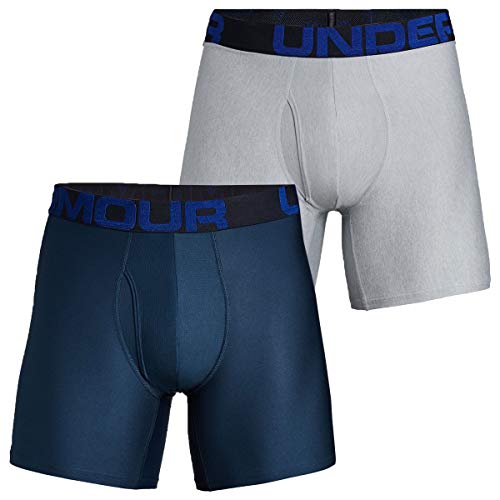 Under Armour Men's Tech 6'' 2 Pack, Academy/Mod Grey, X-Small