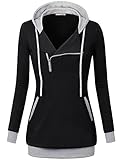 Messic Women's Zipper Hooded Sweatshirt Active Pullover With Kangaroo Pocket