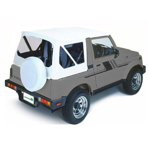 Pavement Ends by Bestop 51133-52 White Denim Replay Replacement Soft Top Clear Windows; No door skins included for 1987-1995 Suzuki Samurai