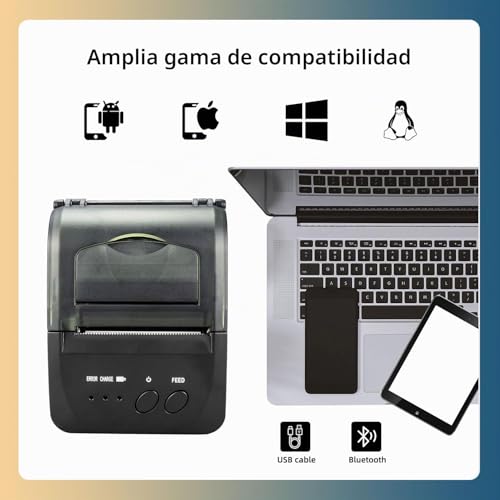 NetumScan Wireless Bluetooth Thermal Printer 2 Inch 58mm Mini USB POS Printer for Retail Restaurant Compatible with Android/iOS/PC/Windows NS1809DD