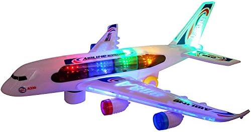 Airplane Airbus Toy With Beautiful Attractive Flashing Lights and Realistic Jet Engine Sounds , Bump and Go Action