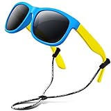 RIVBOS RBK023 Rubber Flexible Kids Polarized Sunglasses Glasses Age 3-10 (Blue)