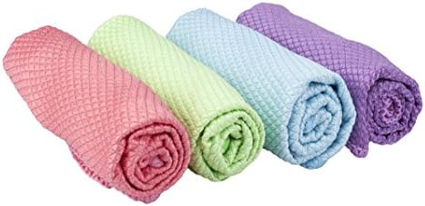 Commercial Microfiber Dust Cloth Cleaning Towel - 4 in 1 Pack Light Duty Dust Cloth, Absorbent Soft Towels Fits For Kitchen/Car/Windows Cleaning Car Care (12"16")