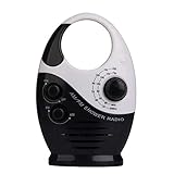 Mini FM Am Waterproof Shower Music Hanging Radio Suit Bathroom Bath Cabin Black Powerful Hi-Fi Speakers Portable Radio Operated (Black)