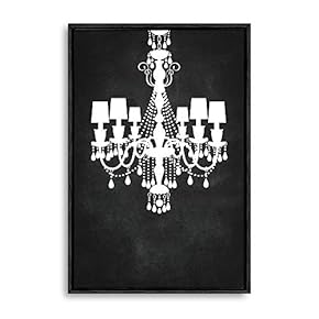 Framed Canvas Wall Art for Living Room, Bedroom Chandelier Silhouette VI Canvas Prints for Home Decoration Ready to Hang - 16x24 inches