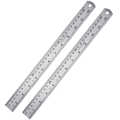 Stainless Steel Ruler Plastic ruler 12"(30cm) Straight Edge Metal Ruler Set For Engineering Office And School (6 pack 30cm) (6 ruler)