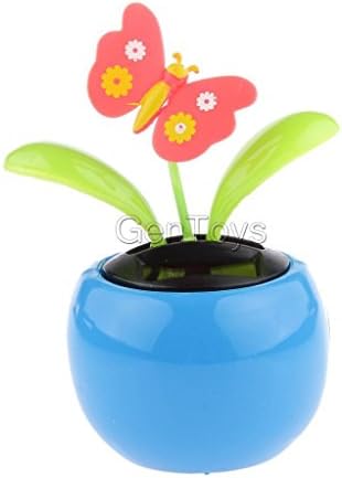 Resin Solar Powered Shaking Toy Flip Flap Potted Flower Home Car Desk Decor