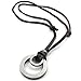 KONOV Mens Womens Double Ring Pendant Adjustable Leather Cord Necklace Chain, Brown Silver