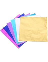 BESTONZON 200pcs Metallic Foil Paper Sheet Gift Package Wrapping Paper for Packaging Chocolate Candy