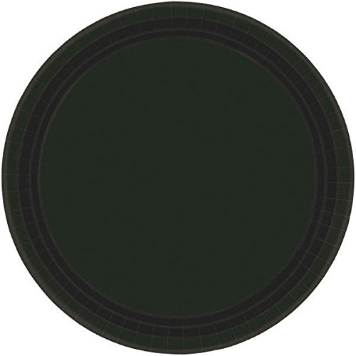 Durable Round Party Plates Tableware, Jet Black, Paper, 10