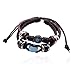 Lureme Blue Cracked Bead Charm Multi Strand Braided Leather Bracelet for Women Men 06000473-1