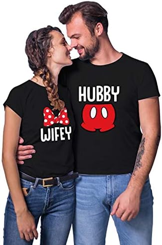 YaYa cafe Valentine Couple T Shirts Printed Husband Wife Mickey Minnie Hubby Wifey Men Women Cotton