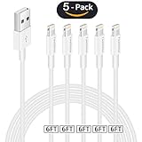 Lightning Charger 6FT Cables,Feel2Nice 5 Pack iphone USB Cables Data Sync Charging Cord 8 Pin to Charger for iPhone X 8/8 Plus/7/7 plus/6s/6s plus/6/6 plus iPhone 5/5s/5c/iPad, White