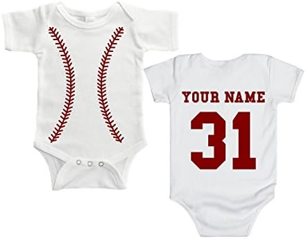 Personalized Baseball Baby Body Suit by Sleeping Baby (6 Months)