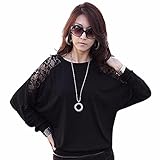 Fashion Batwing Long Sleeve Blouses Women Crochet Lace Floral Basic Shirts