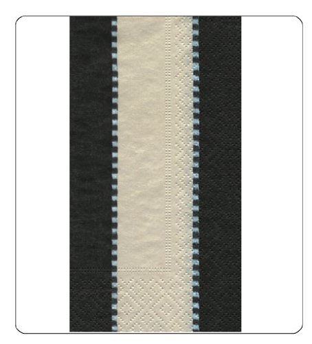 Entertaining with Caspari Stripe Border Guest Towels Black and White 15Pack