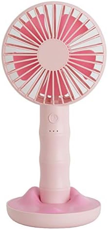 USB Hand Fan Portable Mini Handheld Fan, Rechargeable Desktop Fan Battery Operated Personal Small Fan with Removable Stand for Office or Home,Pink