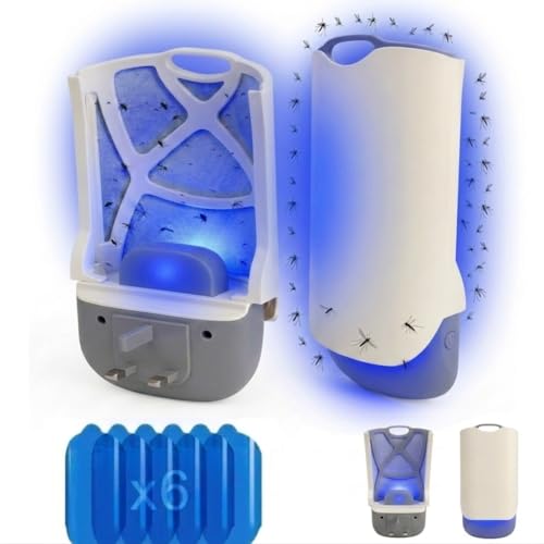 Plug-in Flying Insect Trap for Indoors, UV Light Fruit Fly Trap with Night Light, Sticky Glue Cards for Flies, Moths and Mosquitoes, (with 6Pcs Adhesive Cards) (2)