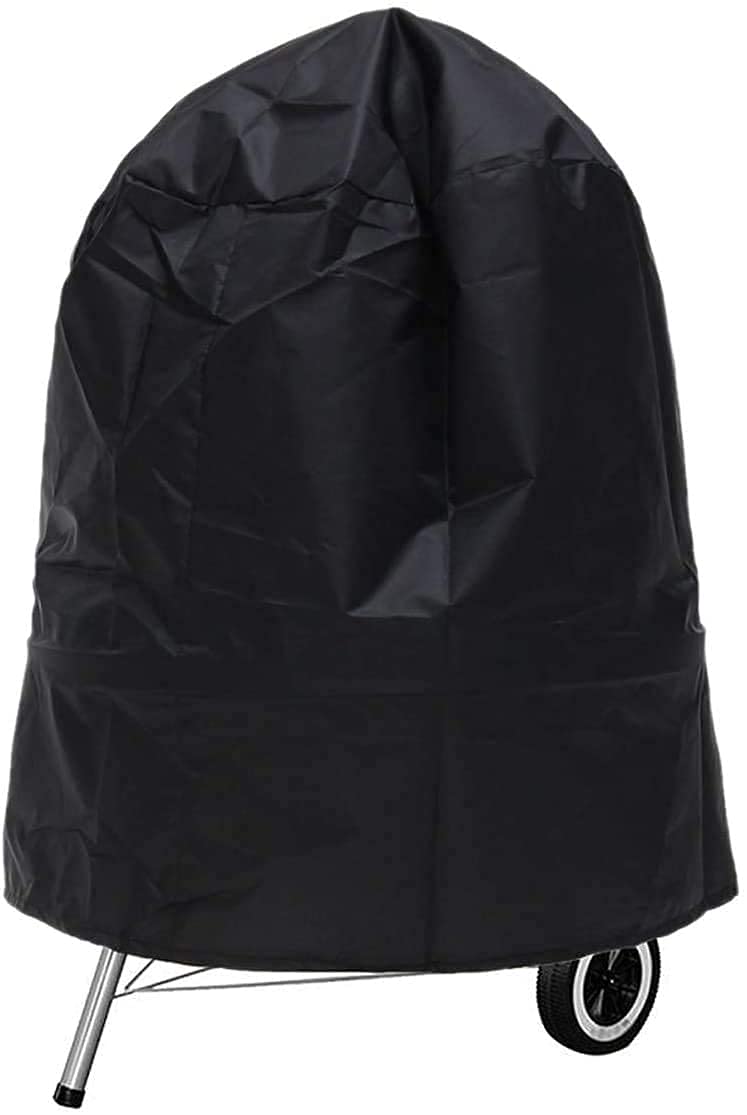 KOKOMALL 210D Barbecue Cover Waterproof Outdoor Round BBQ Covers Gas Grill Protection Heavy Duty Anti-UV with Storage Bag 71x56 CM