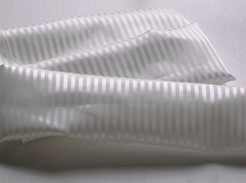 White Striped Satin Fabric Cord Cover Handmade Variety of Sizes Up to 15 Feet