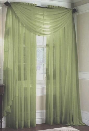 Awad Home Fashion 4 Panels Solid Sage Sheer Voile Window Curtain Treatment Drapes 55" X 84"