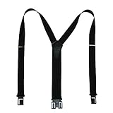 Perry Suspenders Men's Elastic Hook End Striped Dress Suspenders, Tall, Black