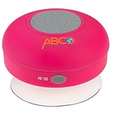 Abco Tech Water Resistant Wireless Bluetooth Shower Speaker with Suction Cup and Hands-Free Speakerphone, Pink