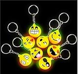 Flashing LED Light Up Toys, Emoji face keychain, 12–Pack, 1 Dozens