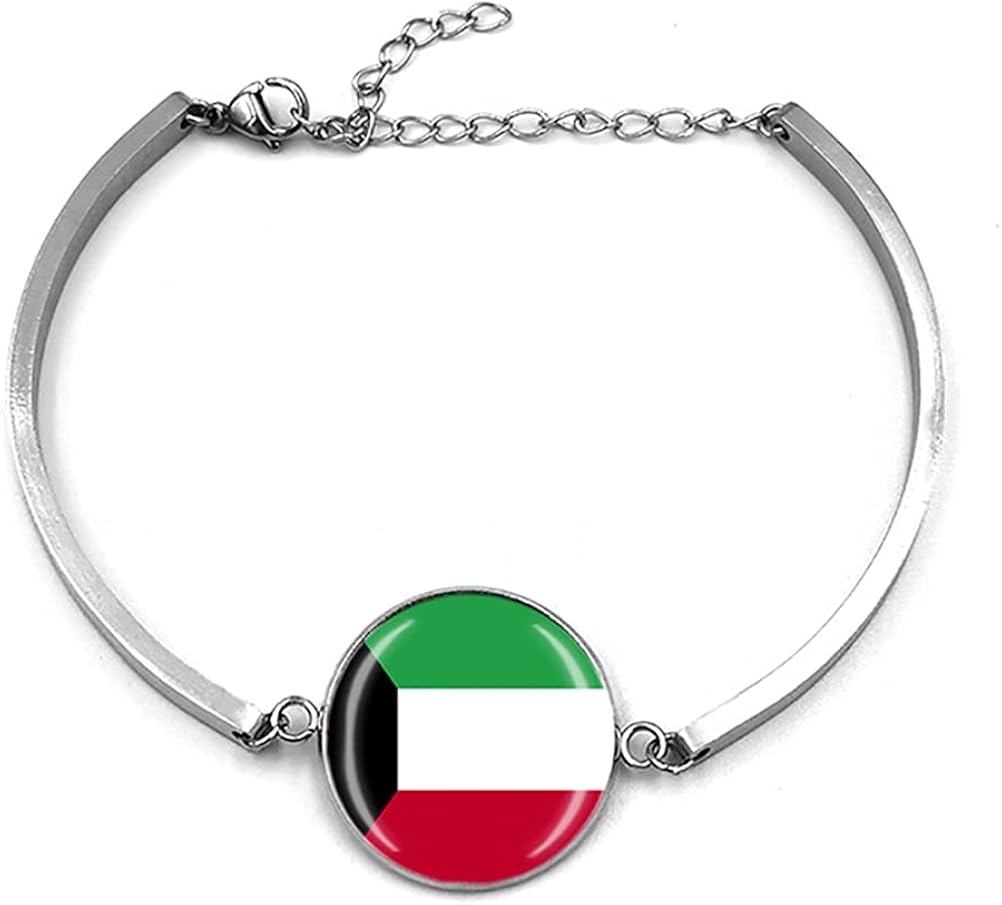 Kuwait Flag Souvenir Metal Bracelet Stainless Steel Wristband For Man